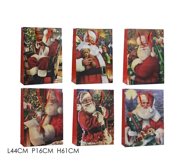 Χριστουγεννιάτικη Τσάντα Δώρου Γίγαντα Με Γκλίτερ 44x16x61cm Σε 4 Σχέδια