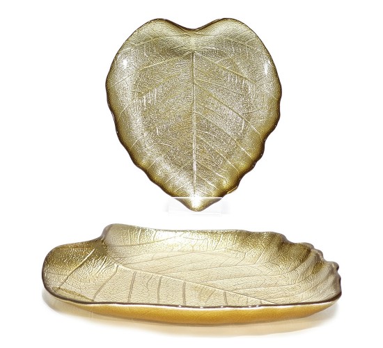 Χριστουγεννιάτικο Διακοσμητικό Πιάτο Φύλλο Χρυσό 19cm