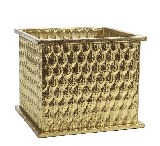 Χριστουγεννιάτικη Γλάστρα Χρυσό 25.5x25.5x21cm