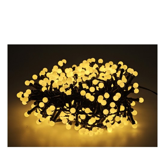 Χριστουγεννιάτικα Φώτα 300 LED Cherry Θερμό Λευκό Με Πράσινο Καλώδιο Και Πρόγραμμα