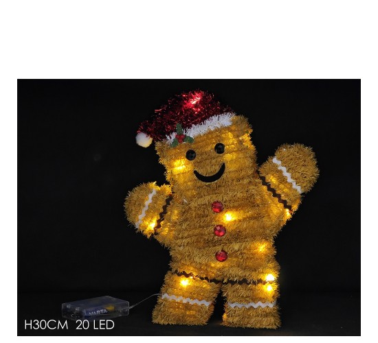 Χριστουγεννιάτικο Διακοσμητικό Gingerbread Με 20 LED 30cm