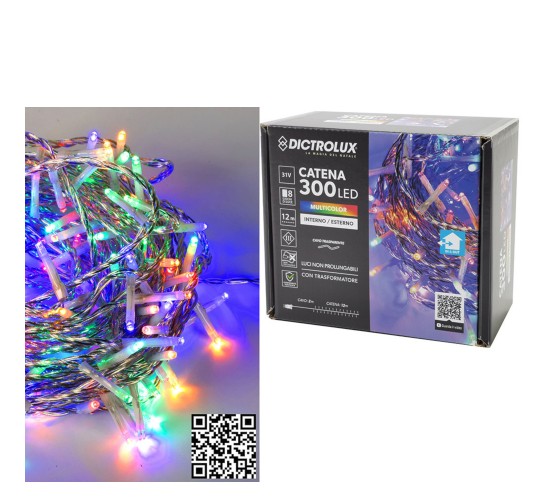 300 LED Πολύχρωμο Για Εξωτερικό Χώρο Με Διαφανές Καλώδιο Και Πρόγραμμα
