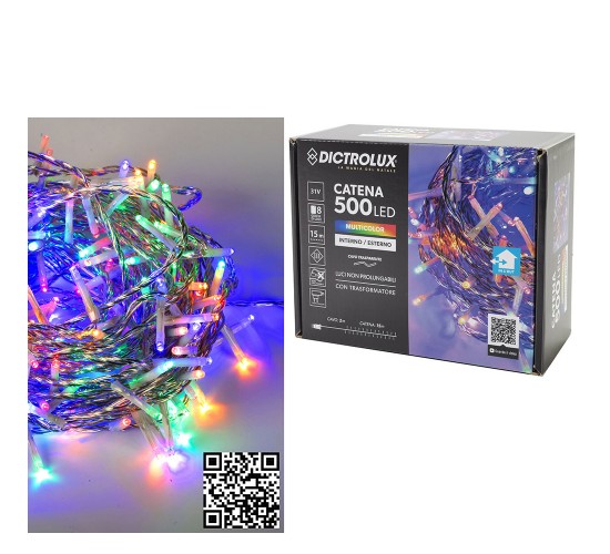 500 LED Πολύχρωμο Για Εξωτερικό Χώρο Με Διαφανές Καλώδιο Και Πρόγραμμα