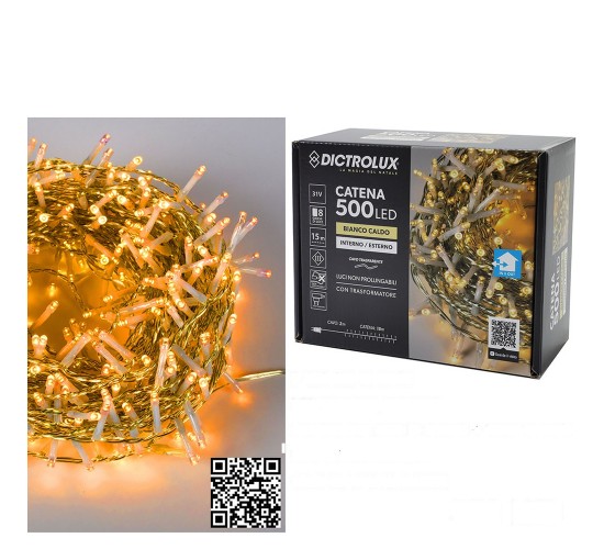 500 LED Θερμό Λευκό Για Εξωτερικό Χώρο Με Διαφανές Καλώδιο Και Πρόγραμμα