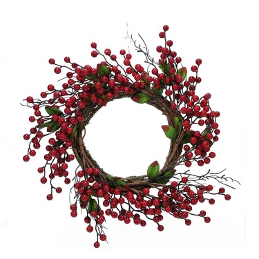 Χριστουγεννιάτικο Στεφάνι Κόκκινα Berries Φ35cm