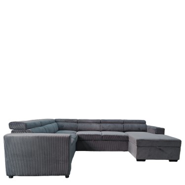 Καναπές Γωνιακός ArteLibre AVELON Γκρι Σκούρο Ύφασμα/Ξύλο 249x312x82cm