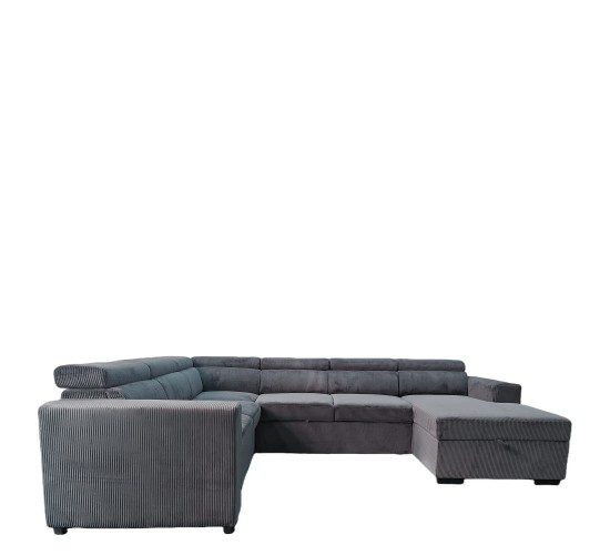 Καναπές Γωνιακός ArteLibre AVELON Γκρι Σκούρο Ύφασμα/Ξύλο 249x312x82cm