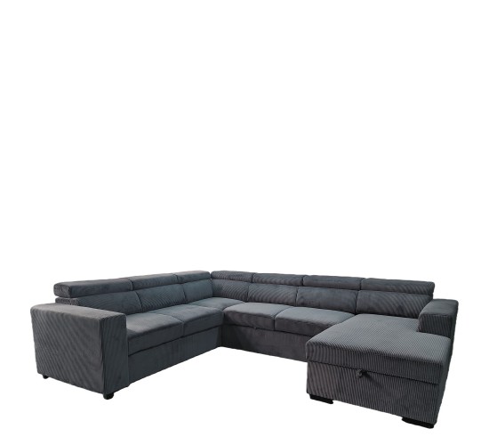 Καναπές Γωνιακός ArteLibre AVELON Γκρι Σκούρο Ύφασμα/Ξύλο 249x312x82cm