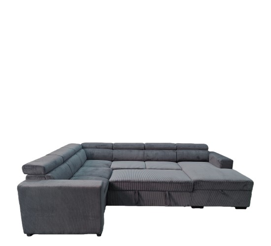 Καναπές Γωνιακός ArteLibre AVELON Γκρι Σκούρο Ύφασμα/Ξύλο 249x312x82cm