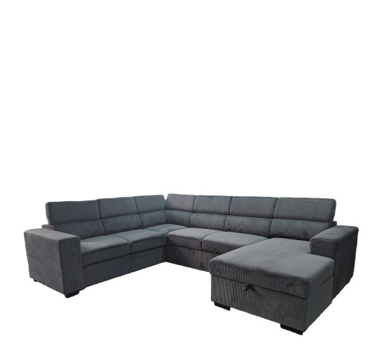 Καναπές Γωνιακός ArteLibre AVELON Γκρι Σκούρο Ύφασμα/Ξύλο 249x312x82cm