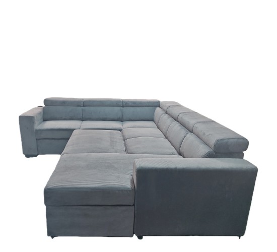 Καναπές Γωνιακός ArteLibre AVELON Γκρι Σκούρο Ύφασμα/Ξύλο 249x312x82cm