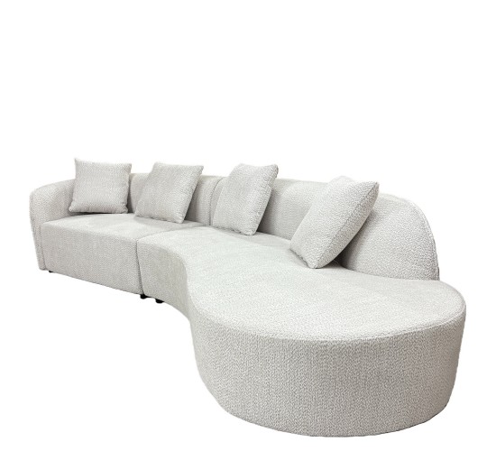 Καναπές MONTARO ArteLibre Γκρι Ανοιχτό Ύφασμα 140x105x65cm/206x124x68cm