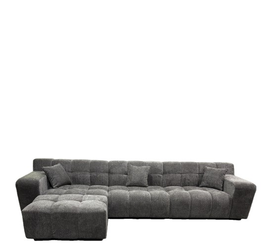 Καναπές Γωνιακός ArteLibre ORVELLA Γκρι Ύφασμα 363x194x80cm