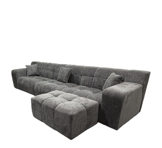Καναπές Γωνιακός ArteLibre ORVELLA Γκρι Ύφασμα 363x194x80cm