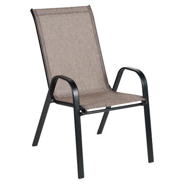 Πολυθρόνα Κήπου ArteLibre NEPTUNE Καφέ/Μαύρο Μέταλλο/Textilene 55x75x95cm