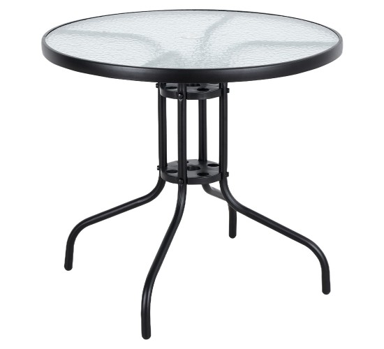 Τραπέζι Κήπου ArteLibre EARTH Μαύρο Μέταλλο/Γυαλί Φ80x70cm
