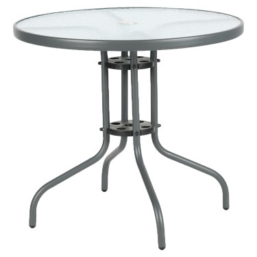 Τραπέζι Κήπου ArteLibre EARTH Γκρι Μέταλλο/Γυαλί Φ80x70cm