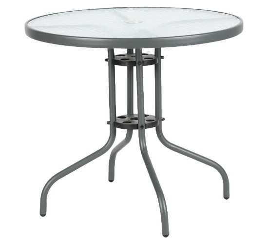 Τραπέζι Κήπου ArteLibre EARTH Γκρι Μέταλλο/Γυαλί Φ80x70cm