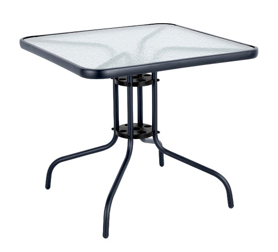 Τραπέζι Κήπου ArteLibre MARS Μαύρο Μέταλλο/Γυαλί 80x80x70cm