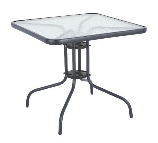 Τραπέζι Κήπου ArteLibre MARS Γκρι Μέταλλο/Γυαλί 80x80x70cm