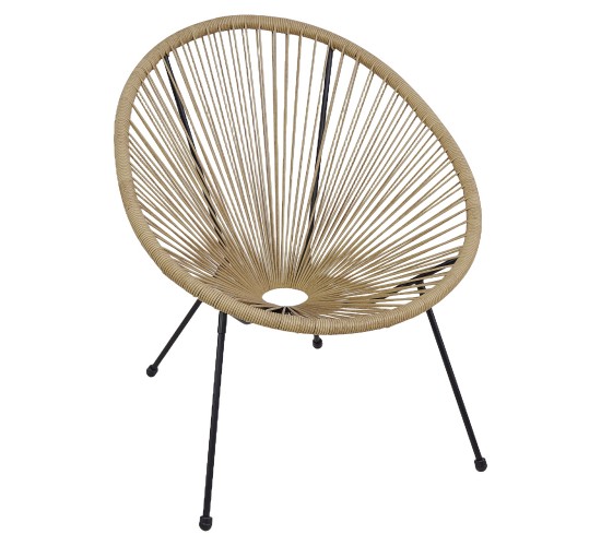 Πολυθρόνα Κήπου ArteLibre SATURN Φυσικό/Μαύρο Μέταλλο/Rattan 72x78x89cm