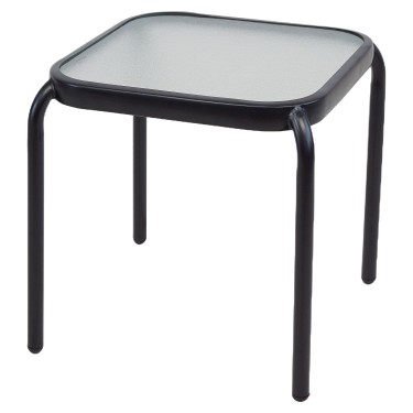 Τραπέζι Κήπου ArteLibre VEGA Μαύρο Μέταλλο/Γυαλί 40x40x43cm