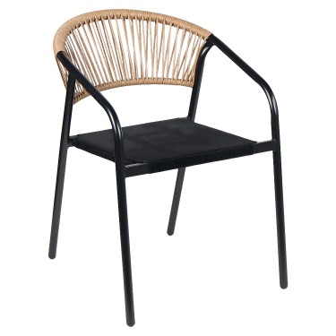 Καρέκλα Κήπου ArteLibre LUNA Φυσικό/Μαύρο Μέταλλο/Rattan 54x60x75cm