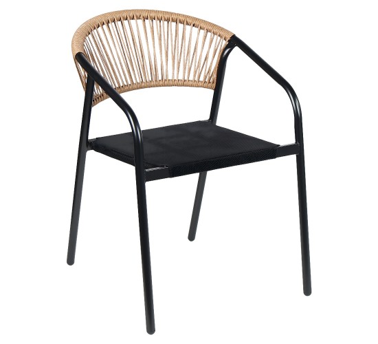 Καρέκλα Κήπου ArteLibre LUNA Φυσικό/Μαύρο Μέταλλο/Rattan 54x60x75cm