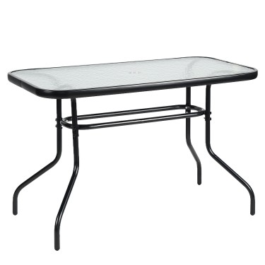 Τραπέζι Κήπου ArteLibre VULCAN Μαύρο Μέταλλο/Γυαλί 110x60x70cm