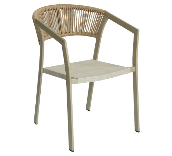Πολυθρόνα Κήπου ArteLibre FIJI Μπεζ/Φυσικό Αλουμίνιο/Rattan 56x60x78cm