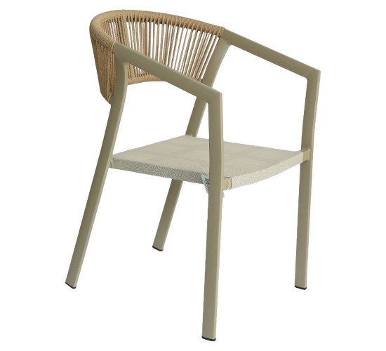 Πολυθρόνα Κήπου ArteLibre FIJI Μπεζ/Φυσικό Αλουμίνιο/Rattan 56x60x78cm