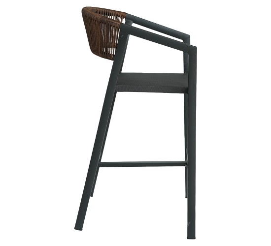 Σκαμπό Bar ArteLibre SANTORINI Μαύρο/Φυσικό Αλουμίνιο/Rattan 55x56x99cm