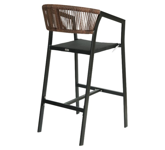 Σκαμπό Bar ArteLibre SANTORINI Μαύρο/Φυσικό Αλουμίνιο/Rattan 55x56x99cm