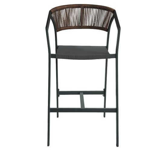 Σκαμπό Bar ArteLibre SANTORINI Μαύρο/Φυσικό Αλουμίνιο/Rattan 55x56x99cm