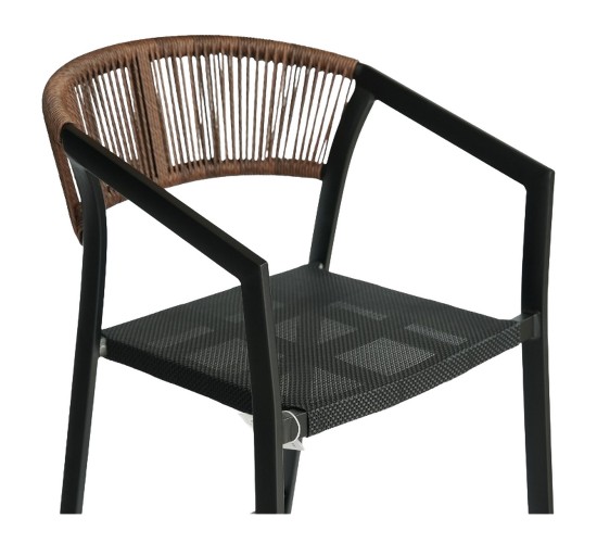 Σκαμπό Bar ArteLibre SANTORINI Μαύρο/Φυσικό Αλουμίνιο/Rattan 55x56x99cm