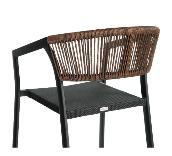 Σκαμπό Bar ArteLibre SANTORINI Μαύρο/Φυσικό Αλουμίνιο/Rattan 55x56x99cm