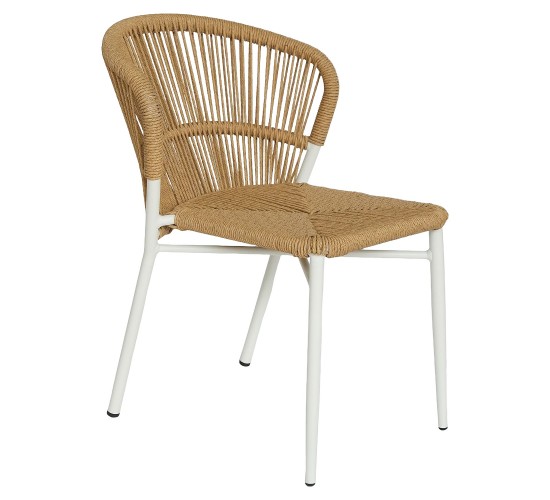Καρέκλα Κήπου ArteLibre RIVIERA Λευκό/Φυσικό Αλουμίνιο/Rattan 57x61x79cm