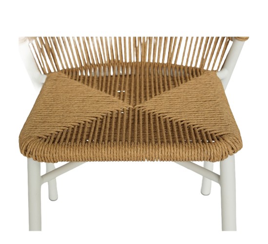 Καρέκλα Κήπου ArteLibre RIVIERA Λευκό/Φυσικό Αλουμίνιο/Rattan 57x61x79cm