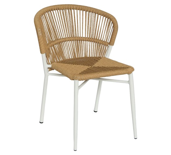 Καρέκλα Κήπου ArteLibre RIVIERA Λευκό/Φυσικό Αλουμίνιο/Rattan 57x61x79cm