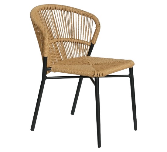 Καρέκλα Κήπου ArteLibre RIVIERA Μαύρο/Φυσικό Αλουμίνιο/Rattan 57x61x79cm
