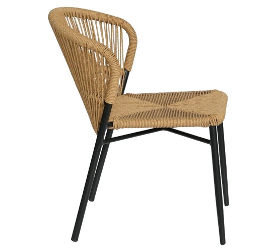 Καρέκλα Κήπου ArteLibre RIVIERA Μαύρο/Φυσικό Αλουμίνιο/Rattan 57x61x79cm