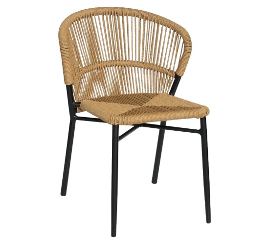 Καρέκλα Κήπου ArteLibre RIVIERA Μαύρο/Φυσικό Αλουμίνιο/Rattan 57x61x79cm