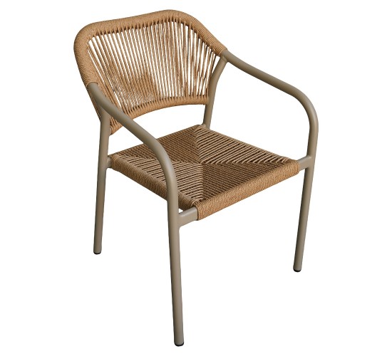 Πολυθρόνα Κήπου ArteLibre MOOREA Μπεζ/Φυσικό Αλουμίνιο/Rattan 58x56x79cm