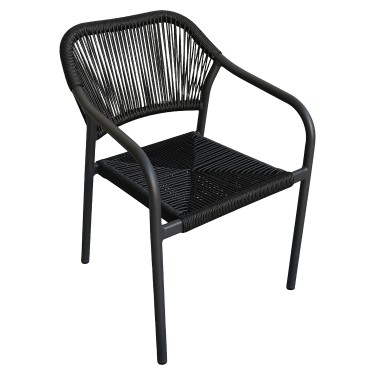 Πολυθρόνα Κήπου ArteLibre MOOREA Ανθρακί Αλουμίνιο/Rattan 58x56x79cm