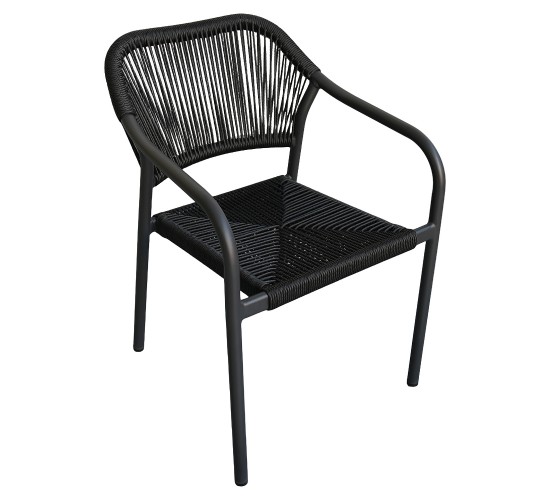 Πολυθρόνα Κήπου ArteLibre MOOREA Ανθρακί Αλουμίνιο/Rattan 58x56x79cm
