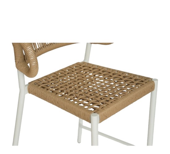 Σκαμπό Bar ArteLibre CEBU Λευκό/Φυσικό Αλουμίνιο/Rattan 60x60x99cm