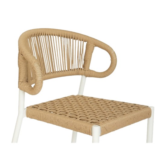 Σκαμπό Bar ArteLibre CEBU Λευκό/Φυσικό Αλουμίνιο/Rattan 60x60x99cm