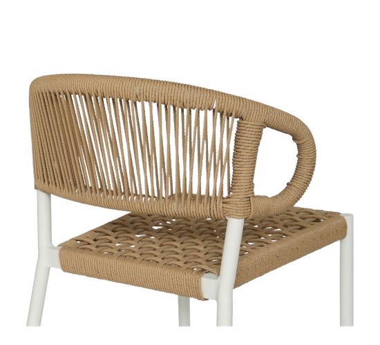 Σκαμπό Bar ArteLibre CEBU Λευκό/Φυσικό Αλουμίνιο/Rattan 60x60x99cm