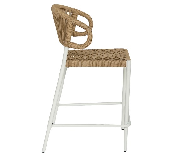Σκαμπό Bar ArteLibre CEBU Λευκό/Φυσικό Αλουμίνιο/Rattan 60x60x99cm