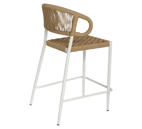 Σκαμπό Bar ArteLibre CEBU Λευκό/Φυσικό Αλουμίνιο/Rattan 60x60x99cm